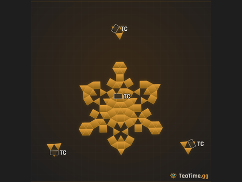 Foundation footprint of THE SERAPHIM medium / Quad | 3 bunker - open core |