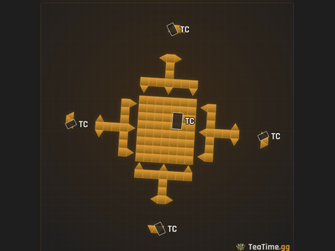 Foundation footprint of Tripod Ziggurat