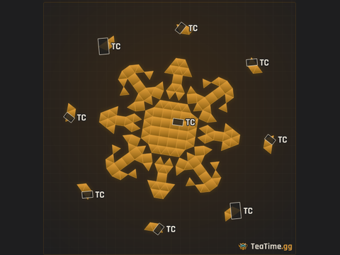 Foundation footprint of Radial Caltrop
